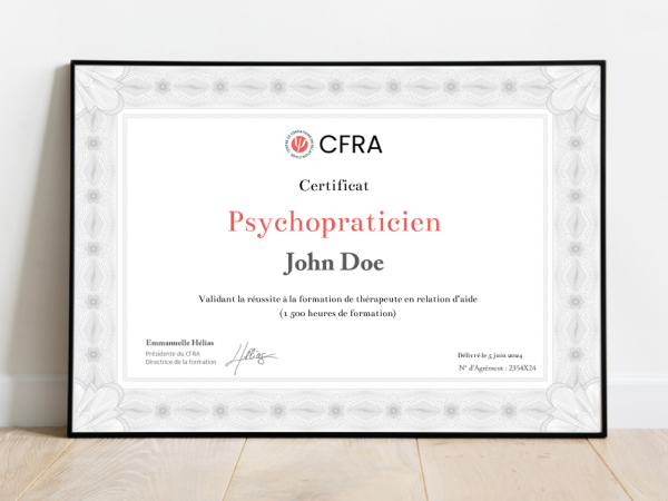 Diplome CFRA therapeute en relation aide